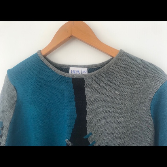 Vintage geometric patchwork 90s tunic sweater - Picture 2 of 5